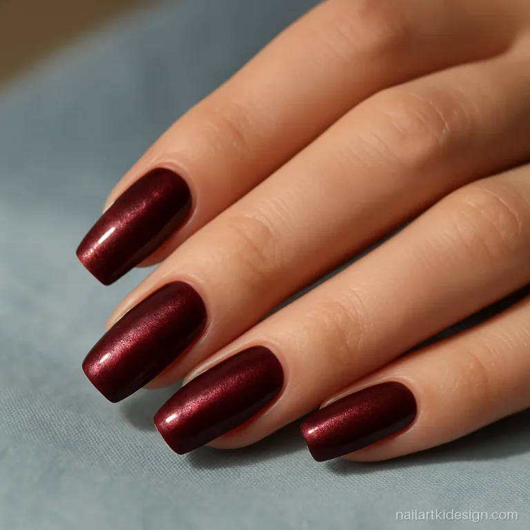 New nail art designs with a maroon velvet cat eye shimmer