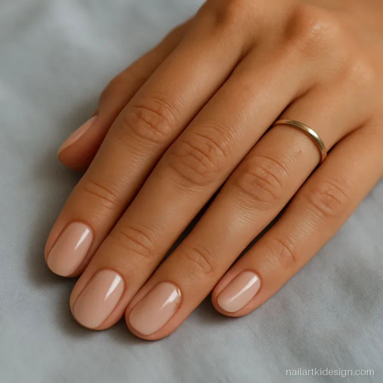 Gold nail designs with a thin gold nail ring on one finger