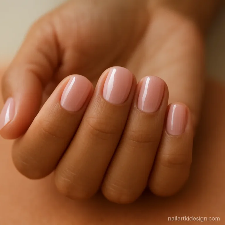Jelly pink gel nail designs for short nails with a see-through shine