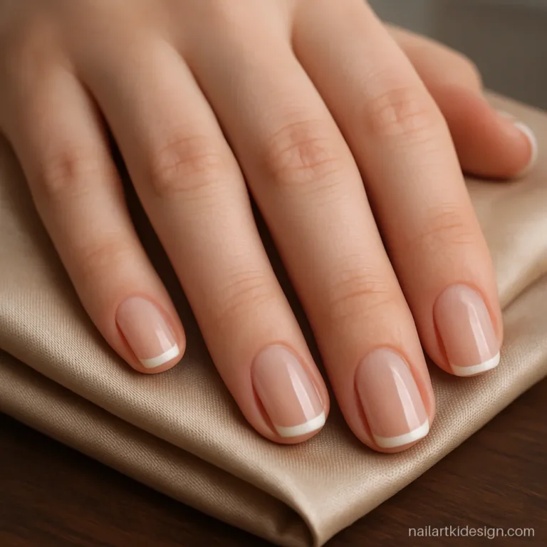 Elegant nail art designs with nude base and a micro white French tip